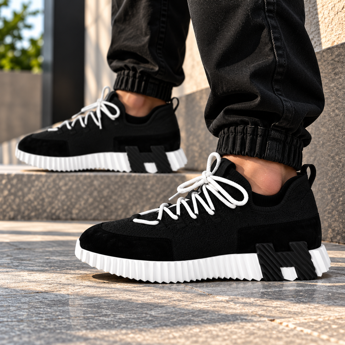 SUPER CLONE HERMES CLOTH LOW TRAINERS