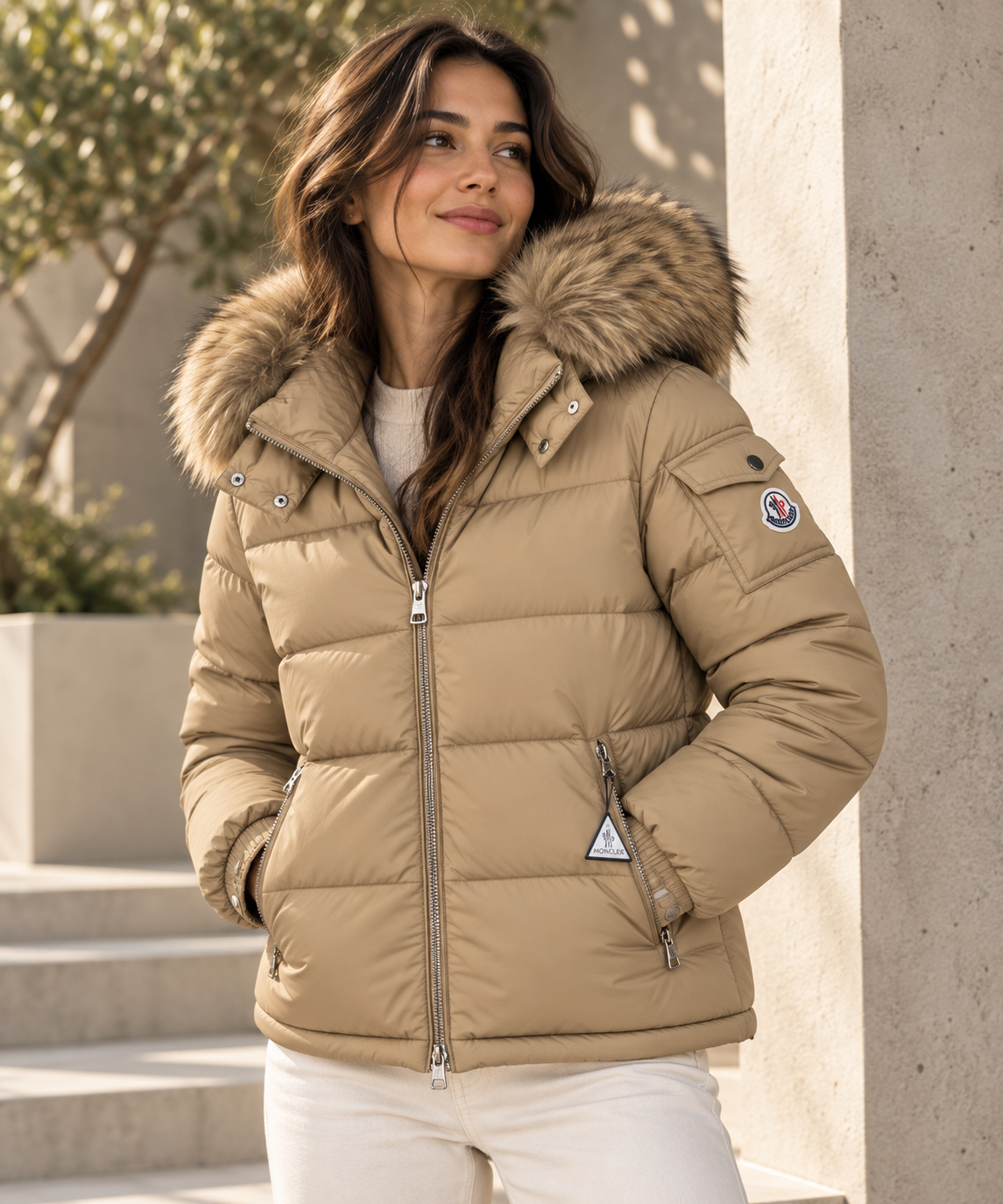SUPER CLONE MONCLER MAYA WITH DETACHABLE FUR