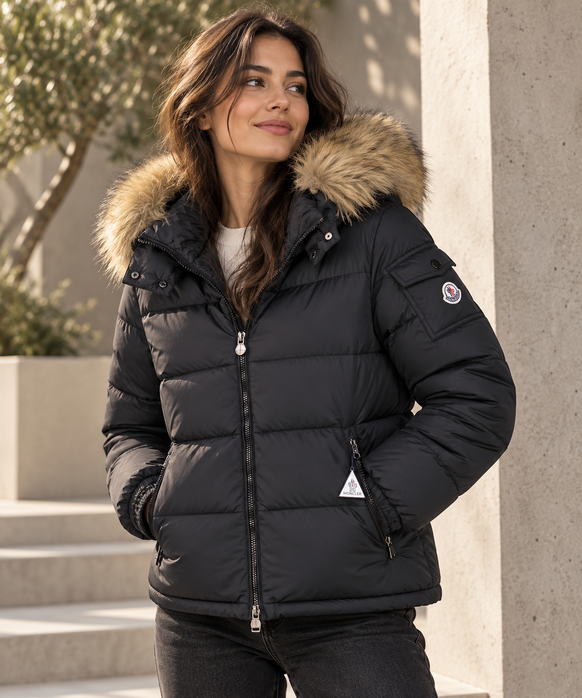 SUPER CLONE MONCLER MAYA WITH DETACHABLE FUR