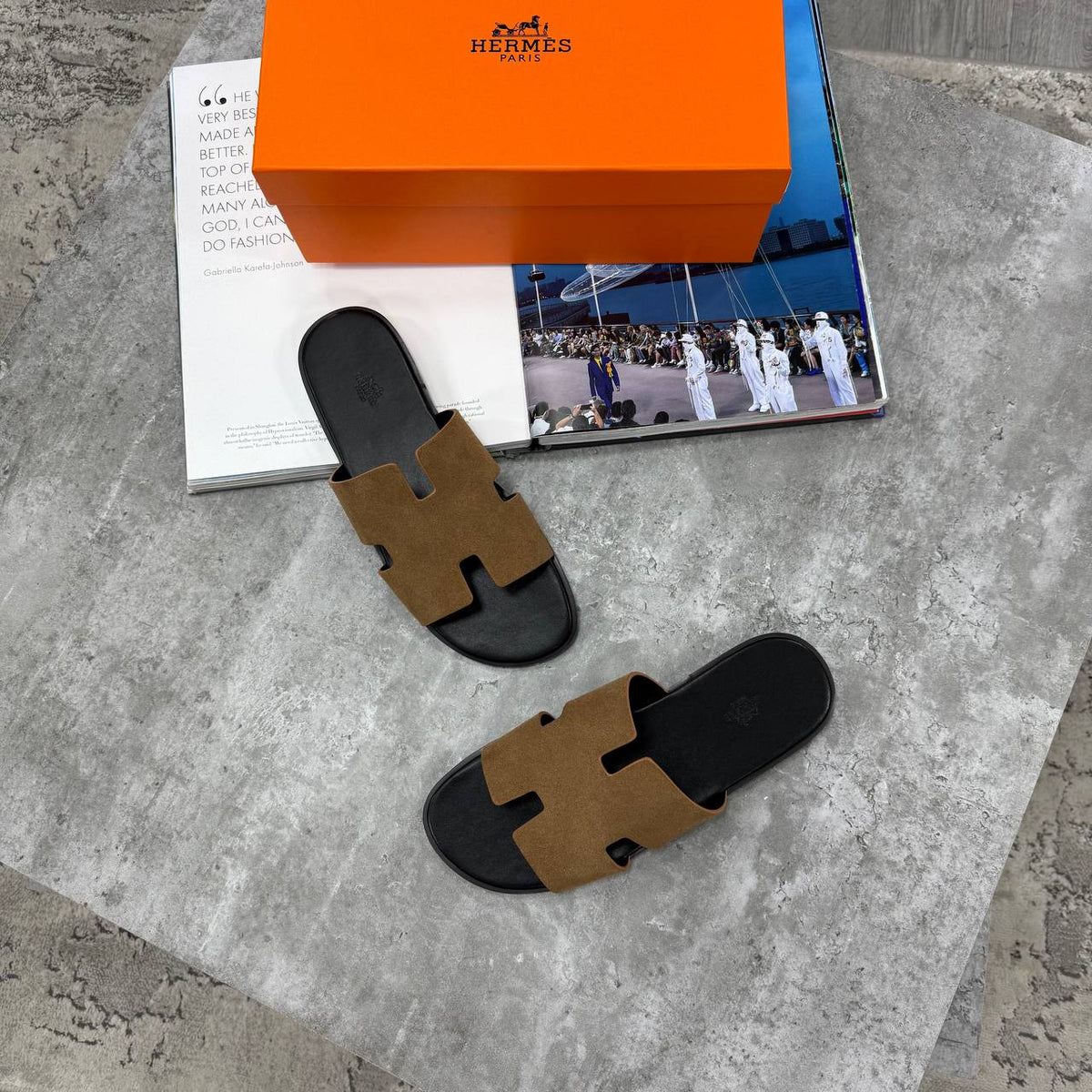 SUPER CLONE HERMES IZMIR SANDAL FULL LEATHER WITH FULL PACKAGING ETC SIZES 7 TO 12