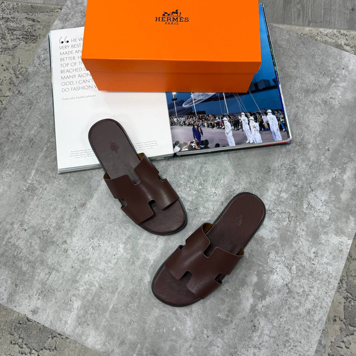 SUPER CLONE HERMES IZMIR SANDAL FULL LEATHER WITH FULL PACKAGING ETC SIZES 7 TO 12